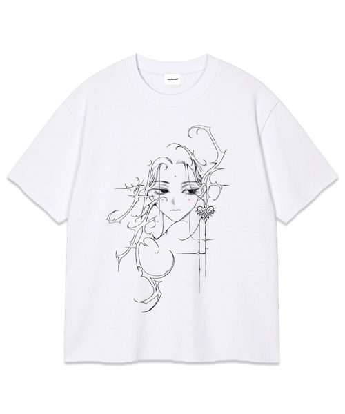 RANDOMOFF（ランダムオフ）の「[ROF x GYEOL] TRACE FACE T-SHIRT (2color)（Tシャツ/カットソー・レディース・ブラック/ホワイト・SMALL/MEDIUM/LARGE/X-LARGE）」の3枚目の写真
