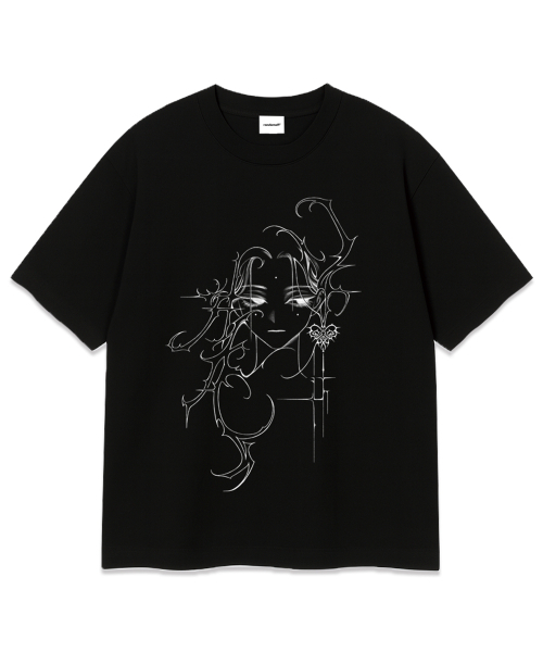 RANDOMOFF（ランダムオフ）の「[ROF x GYEOL] TRACE FACE T-SHIRT (2color)（Tシャツ/カットソー・レディース・ブラック/ホワイト・SMALL/MEDIUM/LARGE/X-LARGE）」の4枚目の写真