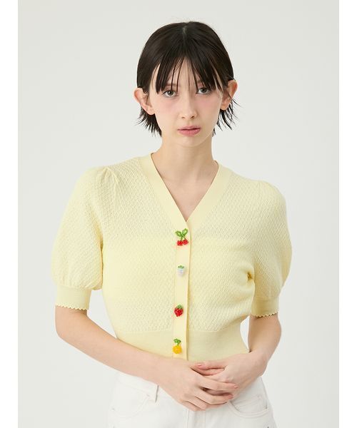 LILY BROWN（リリーブラウン）の「[L.B CANDY STOCK]フルーツモチーフニットカーディガン（カーディガン/ボレロ・レディース・レッド/ネイビー/イエロー・F）」の8枚目の写真