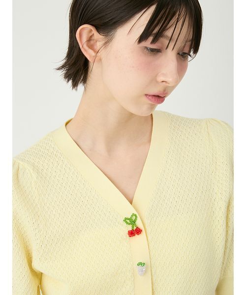 LILY BROWN（リリーブラウン）の「[L.B CANDY STOCK]フルーツモチーフニットカーディガン（カーディガン/ボレロ・レディース・レッド/ネイビー/イエロー・F）」の11枚目の写真