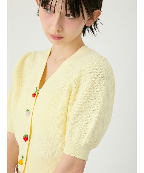 LILY BROWN（リリーブラウン）の「[L.B CANDY STOCK]フルーツモチーフニットカーディガン（カーディガン/ボレロ・レディース・レッド/ネイビー/イエロー・F）」の12枚目の写真