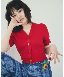 [L.B CANDY STOCK]フルーツモチーフニットカーディガン