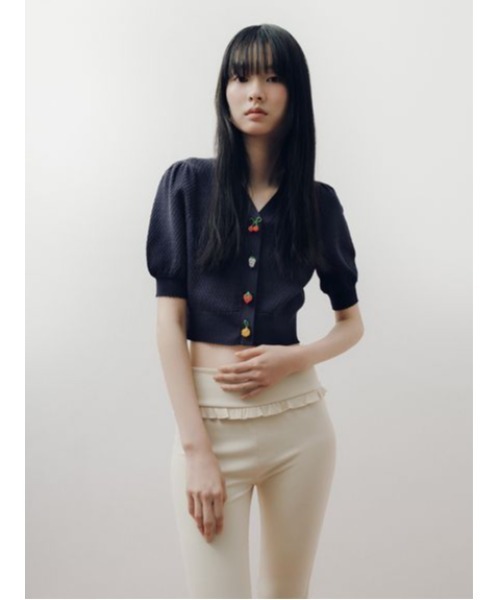 LILY BROWN（リリーブラウン）の「[L.B CANDY STOCK]フルーツモチーフニットカーディガン（カーディガン/ボレロ・レディース・レッド/ネイビー/イエロー・F）」の7枚目の写真