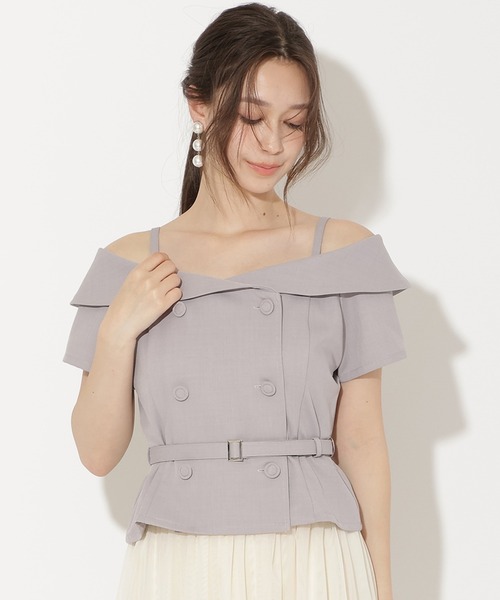 WILLSELECTION(ウィルセレクション)の「ベルト付きオフショルブラウス(シャツ/ブラウス・レディース・ブラック/オフホワイト/ブラック系その他/ラベンダー・FREE)」の1枚目の写真