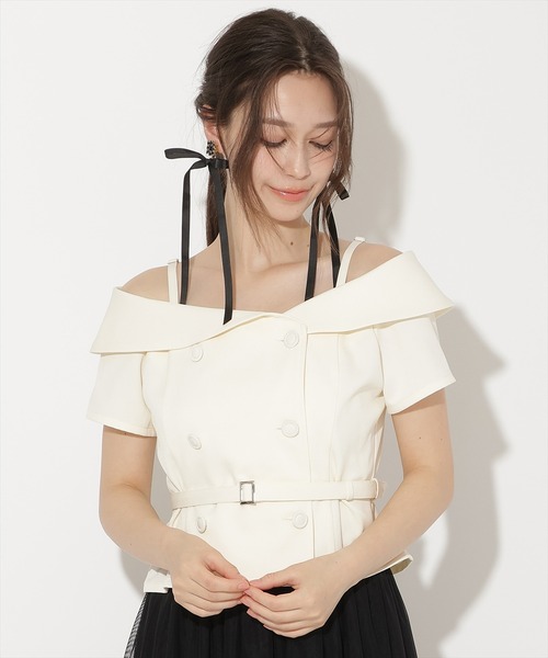 WILLSELECTION(ウィルセレクション)の「ベルト付きオフショルブラウス(シャツ/ブラウス・レディース・ブラック/オフホワイト/ブラック系その他/ラベンダー・FREE)」の2枚目の写真