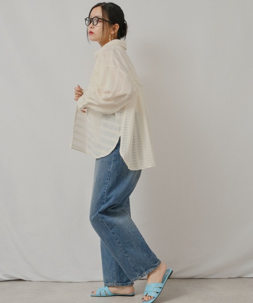 palm RICHE（ポームリシュ）の「シアーストライプSH（シャツ/ブラウス・レディース・ライトイエロー/ブラック/アイボリー・M）」の13枚目の写真
