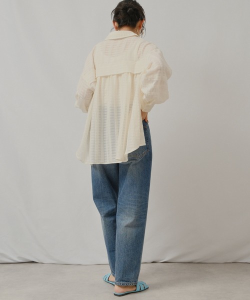 palm RICHE（ポームリシュ）の「シアーストライプSH（シャツ/ブラウス・レディース・ライトイエロー/ブラック/アイボリー・M）」の14枚目の写真