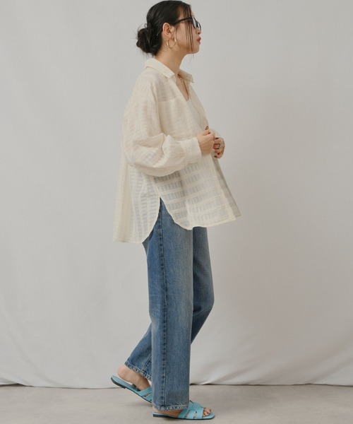 palm RICHE（ポームリシュ）の「シアーストライプSH（シャツ/ブラウス・レディース・ライトイエロー/ブラック/アイボリー・M）」の15枚目の写真