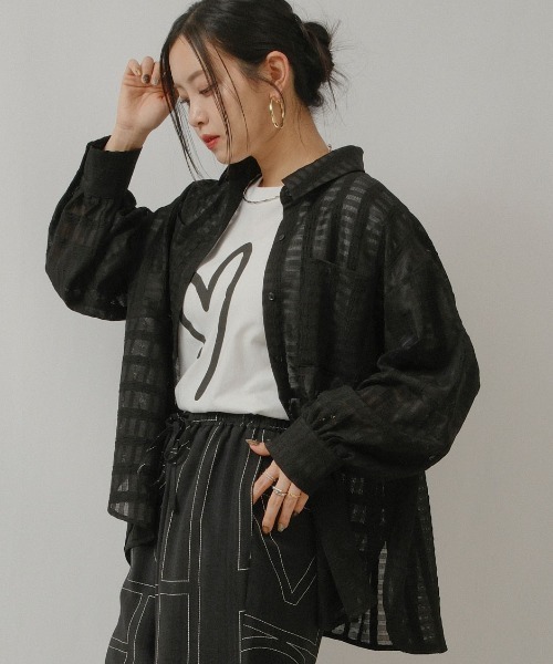 palm RICHE（ポームリシュ）の「シアーストライプSH（シャツ/ブラウス・レディース・ライトイエロー/ブラック/アイボリー・M）」の17枚目の写真