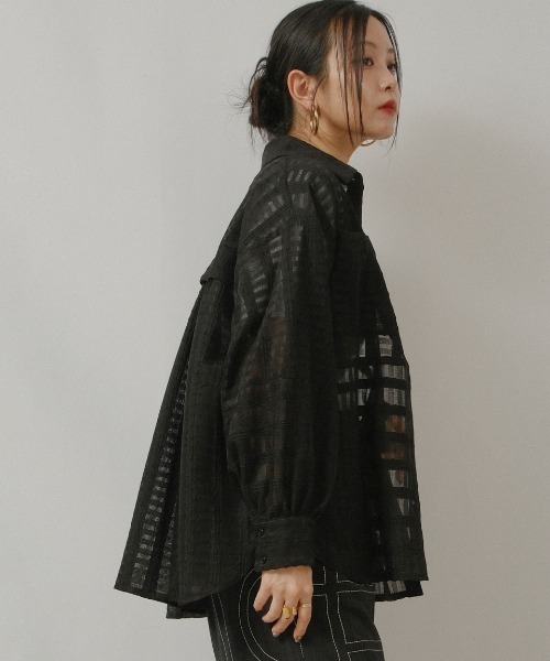 palm RICHE（ポームリシュ）の「シアーストライプSH（シャツ/ブラウス・レディース・ライトイエロー/ブラック/アイボリー・M）」の19枚目の写真
