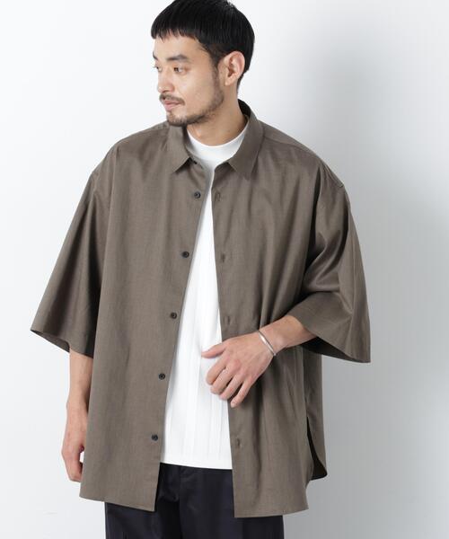 セール】「ASSEMBLANC」リネンミックスハーフスリーブオーバーシャツ