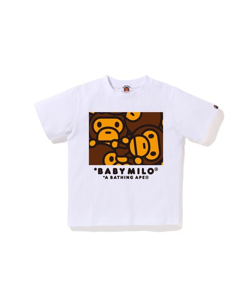 A BATHING APE(アベイシングエイプ)の「BABY MILO TEE(Tシャツ/カットソー・キッズ・ブラック/ホワイト・140/100/110/130/90/120)」の1枚目の写真