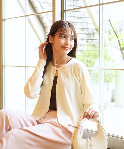 Ehre style（エーレスタイル）の「会食も使える！きちんと上品見えUVカットカーデ※接触冷感もあり（カーディガン/ボレロ・レディース・ブラック/ホワイト・FREE）」の3枚目の写真