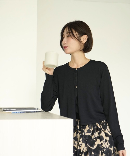 Ehre style（エーレスタイル）の「会食も使える！きちんと上品見えUVカットカーデ※接触冷感もあり（カーディガン/ボレロ・レディース・ブラック/ホワイト・FREE）」の18枚目の写真