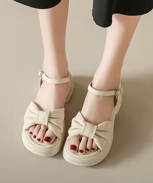 Miniministore(ミニミニストア)の「太ヒールサンダル レディース リボン風夏(サンダル・レディース・アイボリー/ブラック・24.5cm/24.0cm/23.5cm/23.0cm/22.5cm/25.0cm)」の8枚目の写真