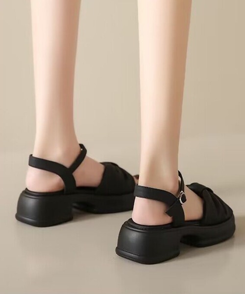 Miniministore(ミニミニストア)の「太ヒールサンダル レディース リボン風夏(サンダル・レディース・アイボリー/ブラック・24.5cm/24.0cm/23.5cm/23.0cm/22.5cm/25.0cm)」の17枚目の写真