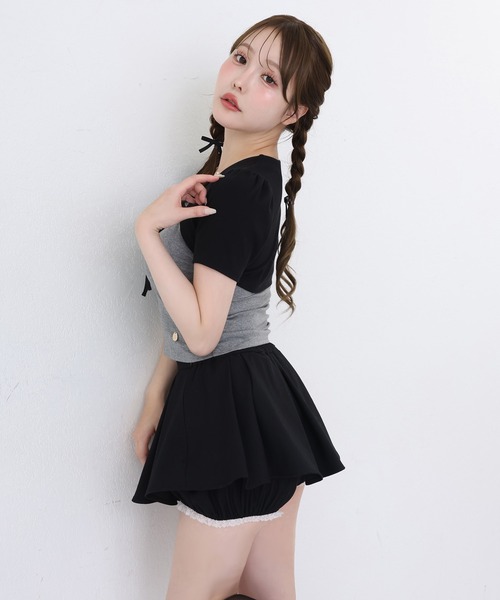 one after another NICE CLAUP(ワンアフターアナザーナイスクラップ)の「レイヤードプリーツミニスカート(スカート・レディース・ホワイト系その他/ネイビー系/ブラック・SMALL/MEDIUM)」の4枚目の写真