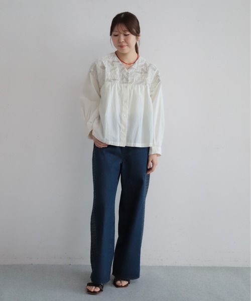 NOMBRE IMPAIR(ノンブルアンペール)の「インドコットン 金糸刺繍V開きブラウス(シャツ/ブラウス・レディース・ホワイト・FREE)」の10枚目の写真