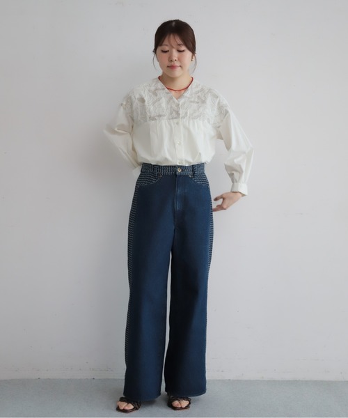 NOMBRE IMPAIR(ノンブルアンペール)の「インドコットン 金糸刺繍V開きブラウス(シャツ/ブラウス・レディース・ホワイト・FREE)」の9枚目の写真