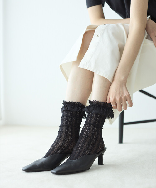 FREAK'S STORE(フリークスストア)の「レースソックス/シアーソックス(ソックス/靴下・レディース・ブラック/ホワイト・ONE SIZE)」の4枚目の写真