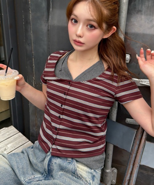 [Дот-логотип/бодер/без подкладки] Reiyard Cardigan tops / T-shirt