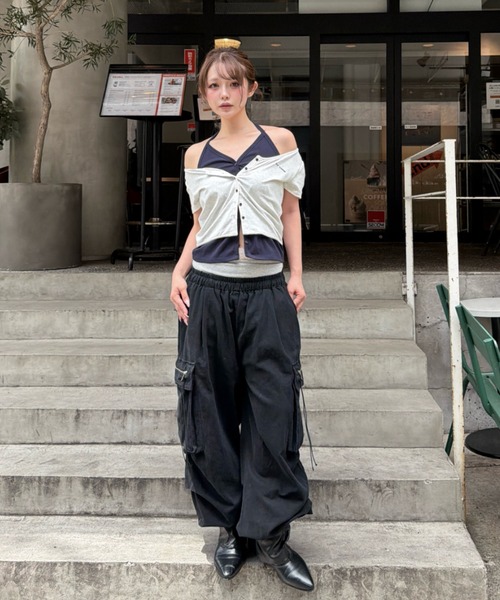 RAY CASSIN(レイカズン)の「【ドット柄・ボーダー・無地】レイヤードカーディガントップス / Tシャツ(Tシャツ/カットソー・レディース・ブラウン系その他2/ホワイト系その他/ネイビー/ボルドー/グレー系その他2/ブルー系その他2・FREE)」の12枚目の写真
