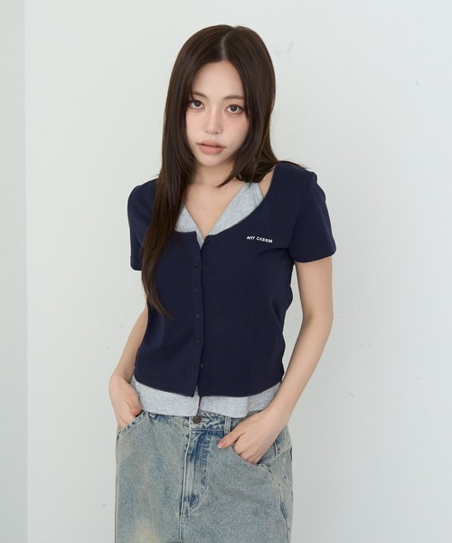 RAY CASSIN(レイカズン)の「【ドット柄・ボーダー・無地】レイヤードカーディガントップス / Tシャツ(Tシャツ/カットソー・レディース・ブラウン系その他2/ホワイト系その他/ネイビー/ボルドー/グレー系その他2/ブルー系その他2・FREE)」の21枚目の写真