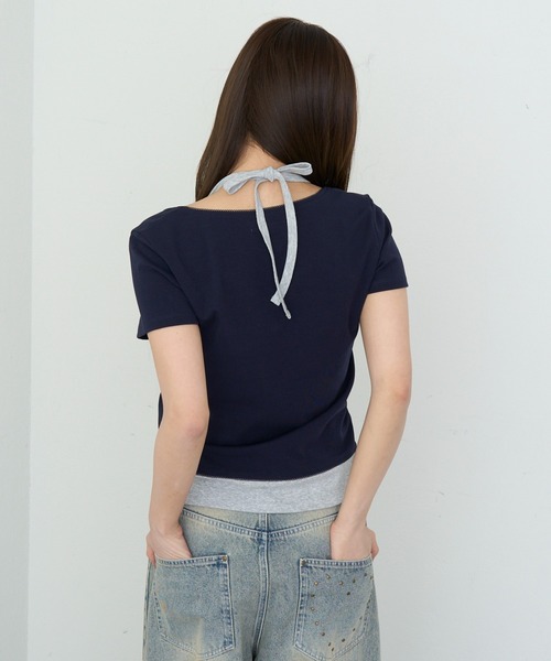 RAY CASSIN(レイカズン)の「【ドット柄・ボーダー・無地】レイヤードカーディガントップス / Tシャツ(Tシャツ/カットソー・レディース・ブラウン系その他2/ホワイト系その他/ネイビー/ボルドー/グレー系その他2/ブルー系その他2・FREE)」の15枚目の写真