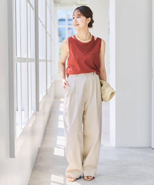Spick & Span(スピックアンドスパン)の「Higuchi*S 2タックツイルパンツ(チノパンツ・レディース・ベージュ系その他/スカイブルー・38/36)」の3枚目の写真