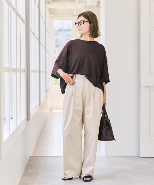 Spick & Span(スピックアンドスパン)の「Higuchi*S 2タックツイルパンツ(チノパンツ・レディース・ベージュ系その他/スカイブルー・38/36)」の4枚目の写真