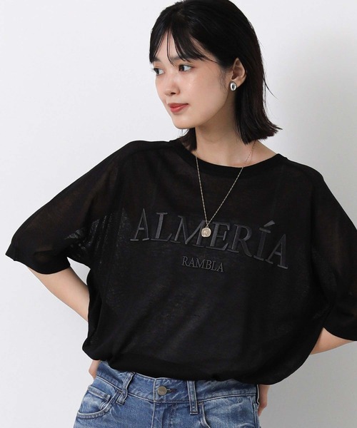 Gready Brilliant（グレディブリリアン）の「シアー刺繍ロゴ５分袖（ニット/セーター・レディース・ブラック/ベージュ/オフホワイト・FREE）」の20枚目の写真