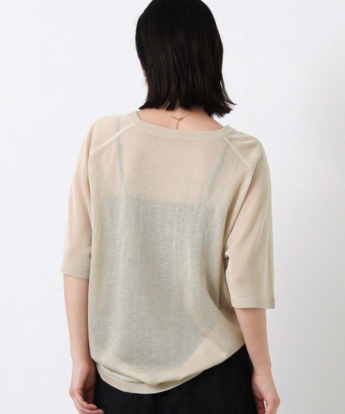 Gready Brilliant（グレディブリリアン）の「シアー刺繍ロゴ５分袖（ニット/セーター・レディース・ブラック/ベージュ/オフホワイト・FREE）」の13枚目の写真