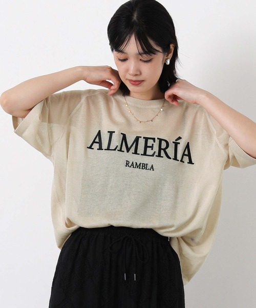 Gready Brilliant（グレディブリリアン）の「シアー刺繍ロゴ５分袖（ニット/セーター・レディース・ブラック/ベージュ/オフホワイト・FREE）」の12枚目の写真