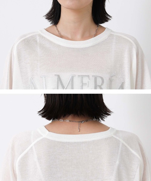 Gready Brilliant（グレディブリリアン）の「シアー刺繍ロゴ５分袖（ニット/セーター・レディース・ブラック/ベージュ/オフホワイト・FREE）」の10枚目の写真