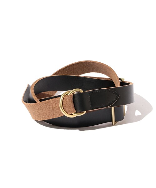 BEAMS PLUS(ビームスプラス)の「Leather Double Ring Belt(ベルト・メンズ・ブラック/ブラウン・ONE SIZE)」の1枚目の写真