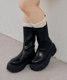 ミドル丈レースアップサイドゴアブーツ