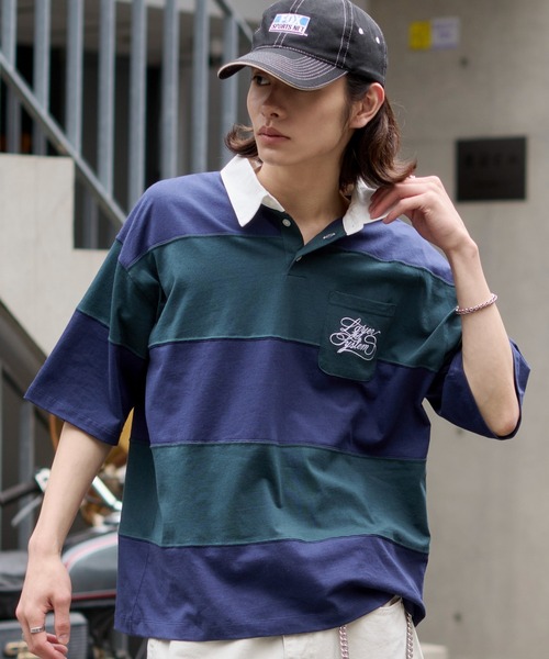 WEGO(ウィゴー)の「WEGO/【26年春夏新作】ナンバリングラガーシャツ(ポロシャツ・メンズ・ワイン/ダークグリーン・LARGE/MEDIUM)」の1枚目の写真