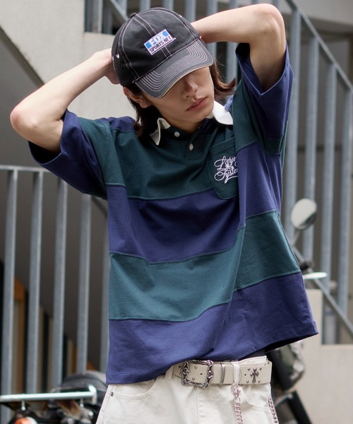 WEGO(ウィゴー)の「WEGO/【26年春夏新作】ナンバリングラガーシャツ(ポロシャツ・メンズ・ワイン/ダークグリーン・LARGE/MEDIUM)」の3枚目の写真