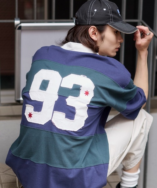 WEGO(ウィゴー)の「WEGO/【26年春夏新作】ナンバリングラガーシャツ(ポロシャツ・メンズ・ワイン/ダークグリーン・LARGE/MEDIUM)」の4枚目の写真