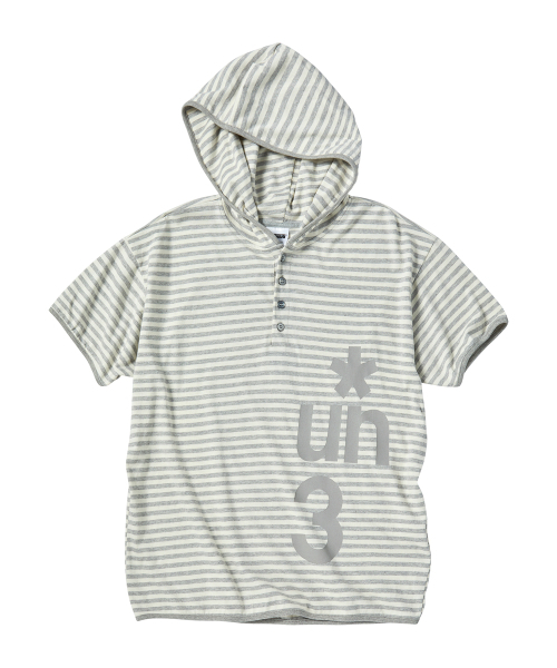 UNTITLED SEOUL(アンタイトル ソウル)の「シンボルストライプヘンリーフードクロップ半袖メランジホワイト(Tシャツ/カットソー・レディース・その他・SMALL/MEDIUM)」の5枚目の写真