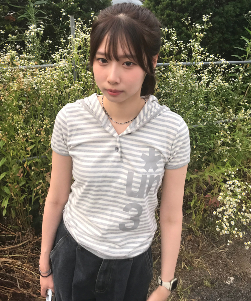 UNTITLED SEOUL(アンタイトル ソウル)の「シンボルストライプヘンリーフードクロップ半袖メランジホワイト(Tシャツ/カットソー・レディース・その他・SMALL/MEDIUM)」の8枚目の写真