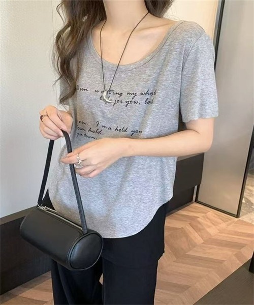 FREE STYLISTS(フリー スタイリスト)の「フロントプリント半袖Tシャツ(Tシャツ/カットソー・レディース・ライトブルー/ブラック/ホワイト/グレー・S/M/XL/L)」の3枚目の写真