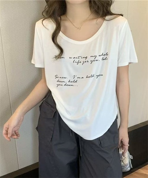 FREE STYLISTS(フリー スタイリスト)の「フロントプリント半袖Tシャツ(Tシャツ/カットソー・レディース・ライトブルー/ブラック/ホワイト/グレー・S/M/XL/L)」の1枚目の写真