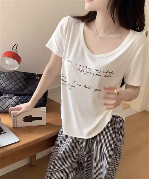 FREE STYLISTS(フリー スタイリスト)の「フロントプリント半袖Tシャツ(Tシャツ/カットソー・レディース・ライトブルー/ブラック/ホワイト/グレー・S/M/XL/L)」の7枚目の写真