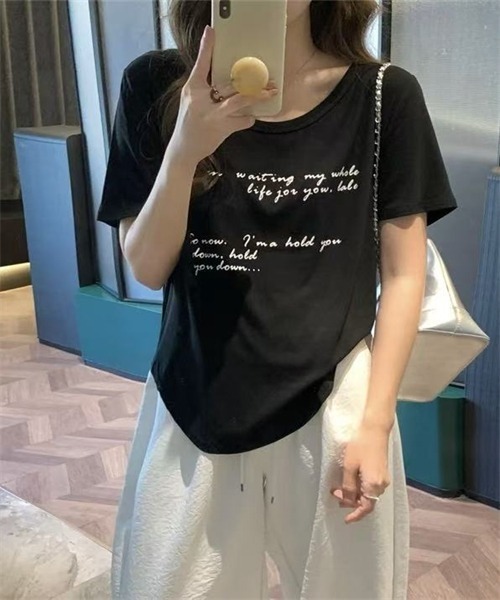 FREE STYLISTS(フリー スタイリスト)の「フロントプリント半袖Tシャツ(Tシャツ/カットソー・レディース・ライトブルー/ブラック/ホワイト/グレー・S/M/XL/L)」の14枚目の写真