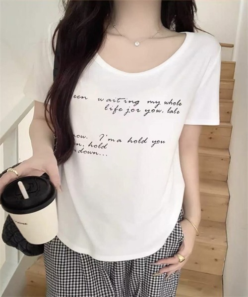 FREE STYLISTS(フリー スタイリスト)の「フロントプリント半袖Tシャツ(Tシャツ/カットソー・レディース・ライトブルー/ブラック/ホワイト/グレー・S/M/XL/L)」の6枚目の写真