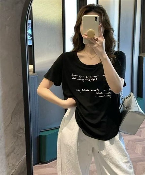 FREE STYLISTS(フリー スタイリスト)の「フロントプリント半袖Tシャツ(Tシャツ/カットソー・レディース・ライトブルー/ブラック/ホワイト/グレー・S/M/XL/L)」の20枚目の写真