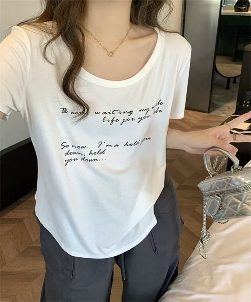 FREE STYLISTS(フリー スタイリスト)の「フロントプリント半袖Tシャツ(Tシャツ/カットソー・レディース・ライトブルー/ブラック/ホワイト/グレー・S/M/XL/L)」の10枚目の写真