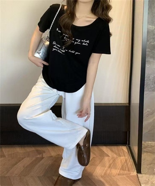 FREE STYLISTS(フリー スタイリスト)の「フロントプリント半袖Tシャツ(Tシャツ/カットソー・レディース・ライトブルー/ブラック/ホワイト/グレー・S/M/XL/L)」の21枚目の写真