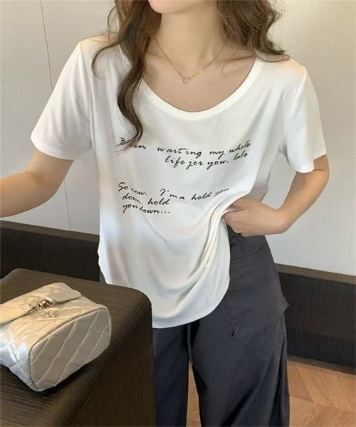 FREE STYLISTS(フリー スタイリスト)の「フロントプリント半袖Tシャツ(Tシャツ/カットソー・レディース・ライトブルー/ブラック/ホワイト/グレー・S/M/XL/L)」の8枚目の写真